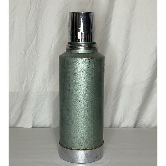 Vintage Stanley Aladdin Thermos Qt Green Hammertone Metal Cup A945DH 1 Gorpcore - Picture 5 of 11